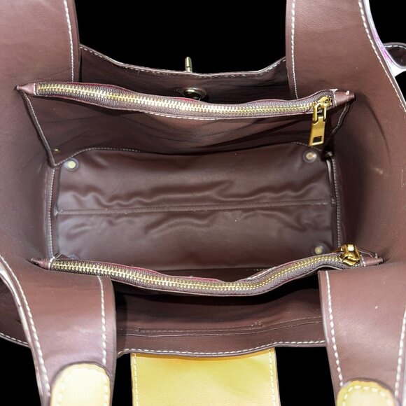 Sharif Legacy Vintage Signature Leather Floral Satchel Everyday Tote Bag - Picture 12 of 16